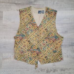 Liz Claiborne Lizwear Size Large Patchwork Floral Vest Cottagecore Boho Top